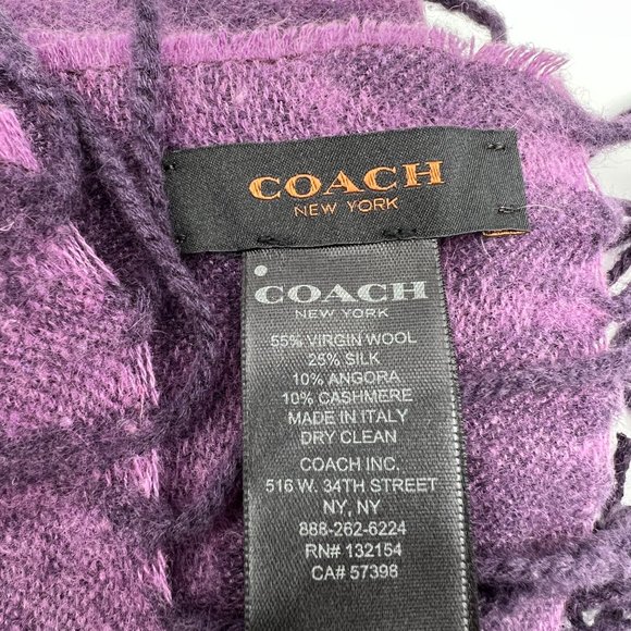 Coach Wool Silk Angora Cashmere Blend Logo Scarf - Picture 2 of 7